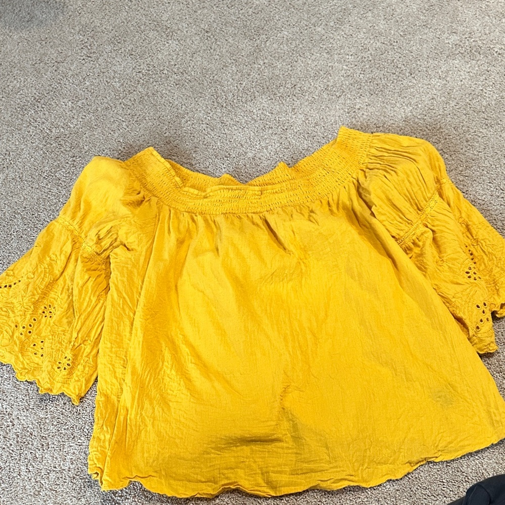 Lane Bryant Bright Yellow Off-Shoulder Blouse